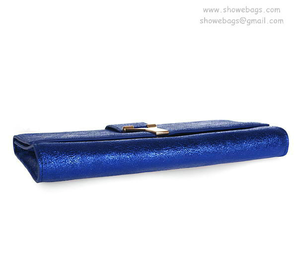 YSL belle de jour iridescent leather clutch 26570 blue - Click Image to Close